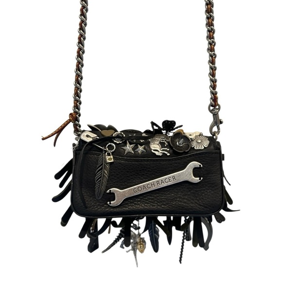 Coach Elvis Charm Bag Black & Silver - Picture 10 of 16